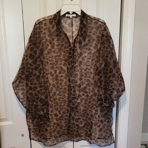 DR2 Brown Leopard Print Sheer Blouse